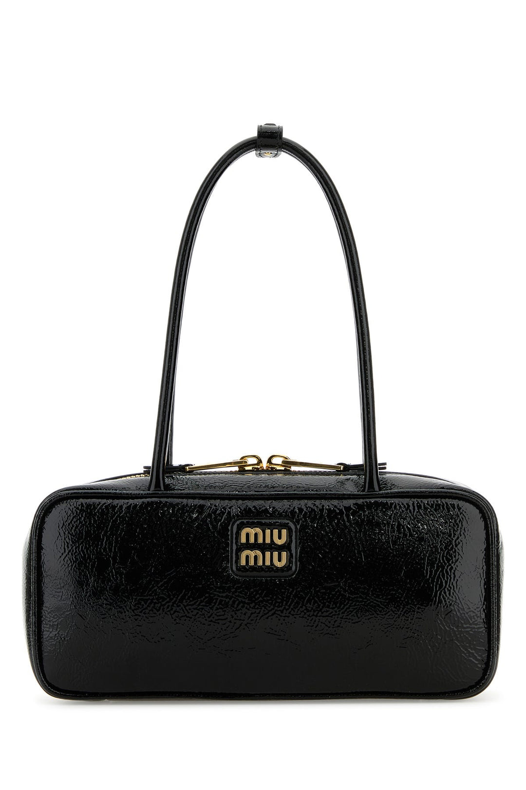 Black leather handbag