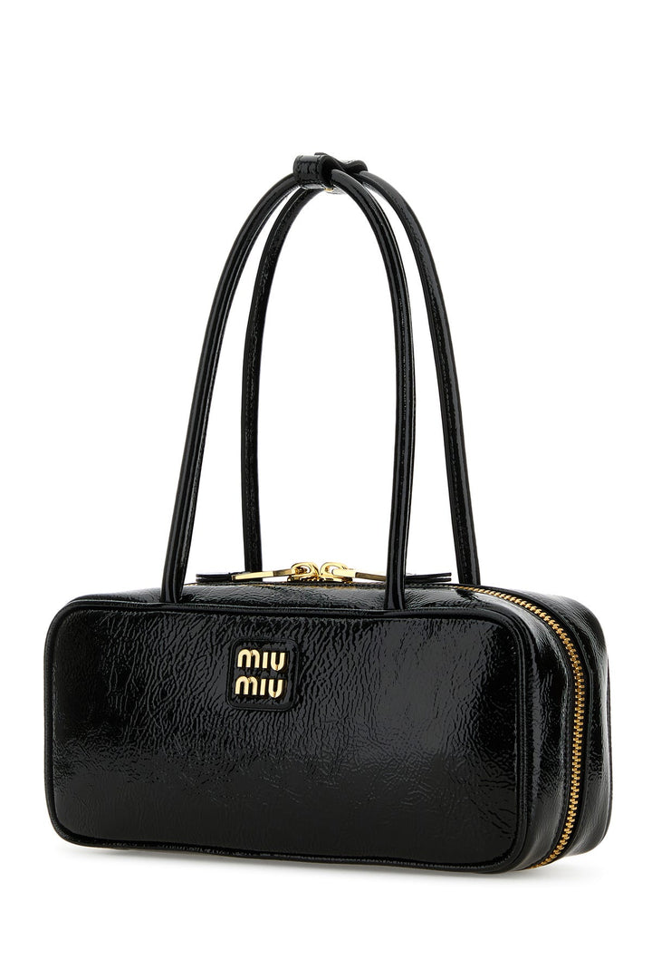 Black leather handbag