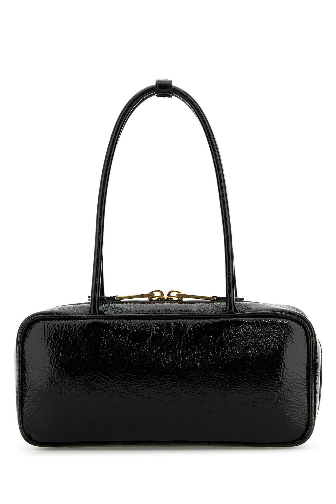 Black leather handbag