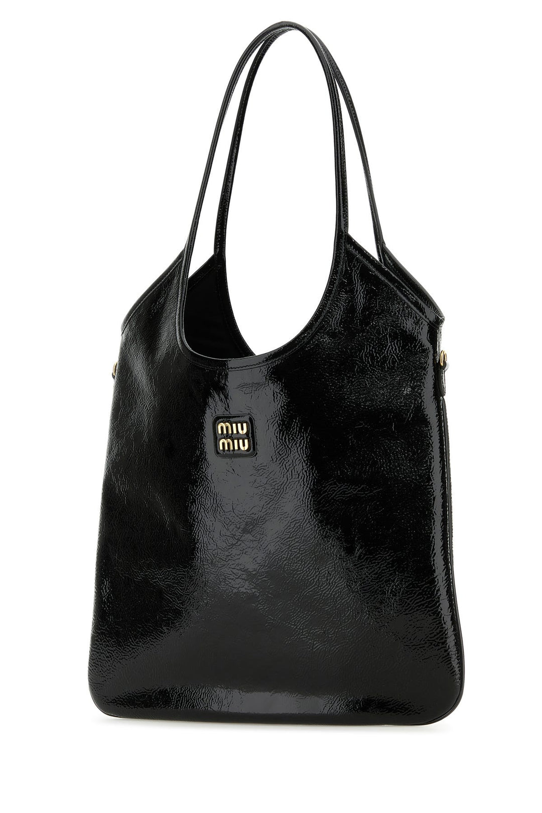 Black leather shopping bag