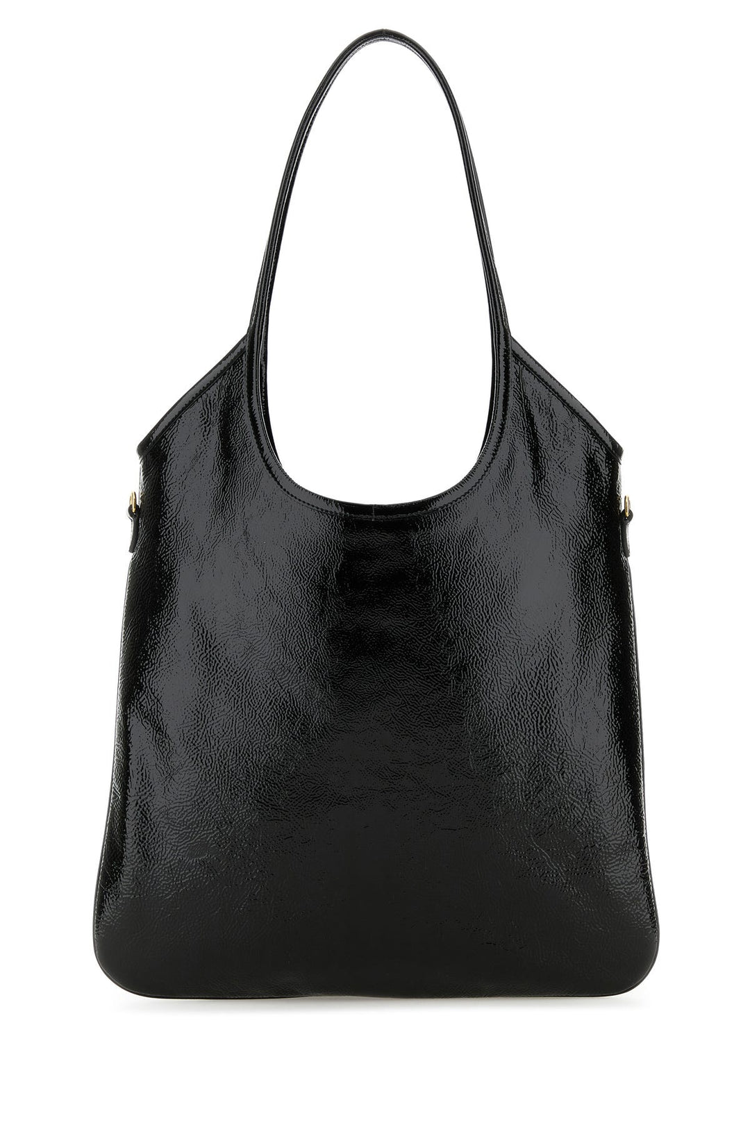 Black leather shopping bag