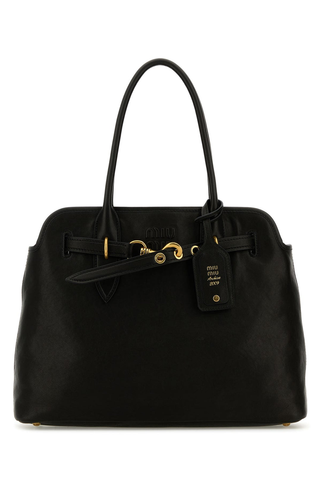 Black nappa leather Aventure shopping bag