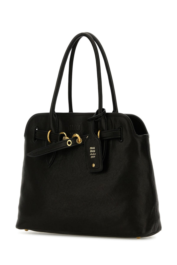 Black nappa leather Aventure shopping bag