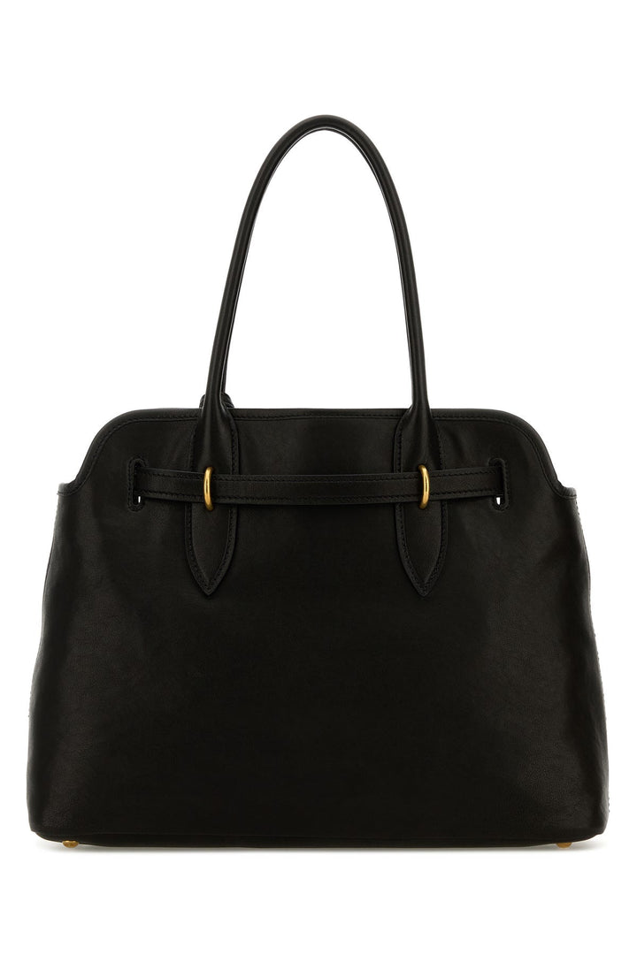 Black nappa leather Aventure shopping bag