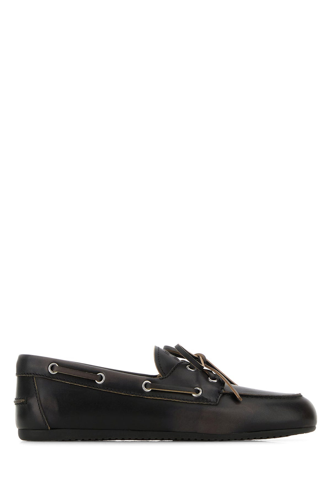 Black leather loafers