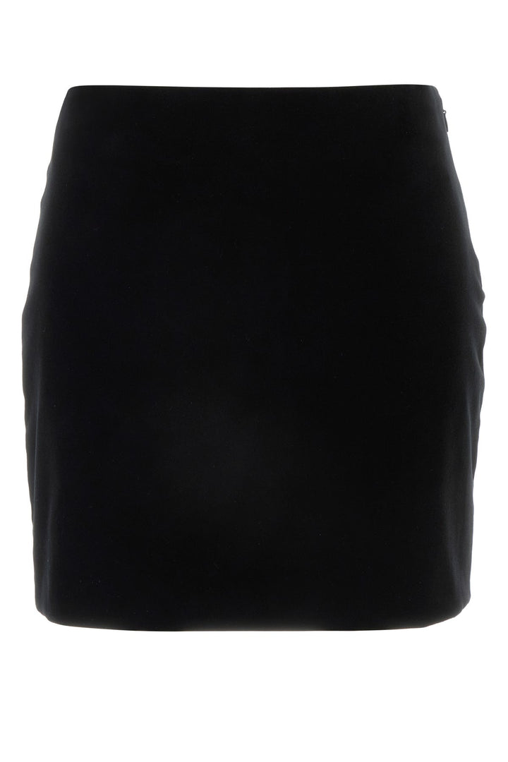 Black stretch velvet mini skirt