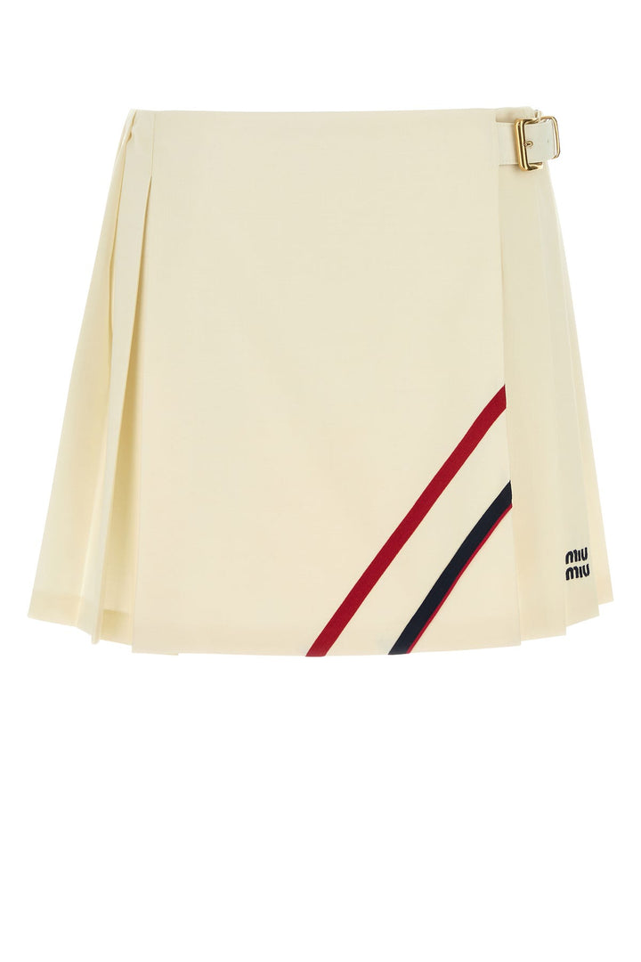 Cream canvas mini skirt