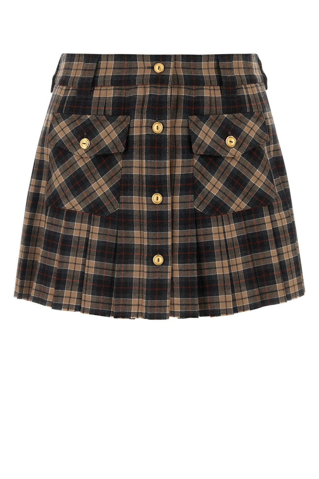 Embroidered wool mini skirt