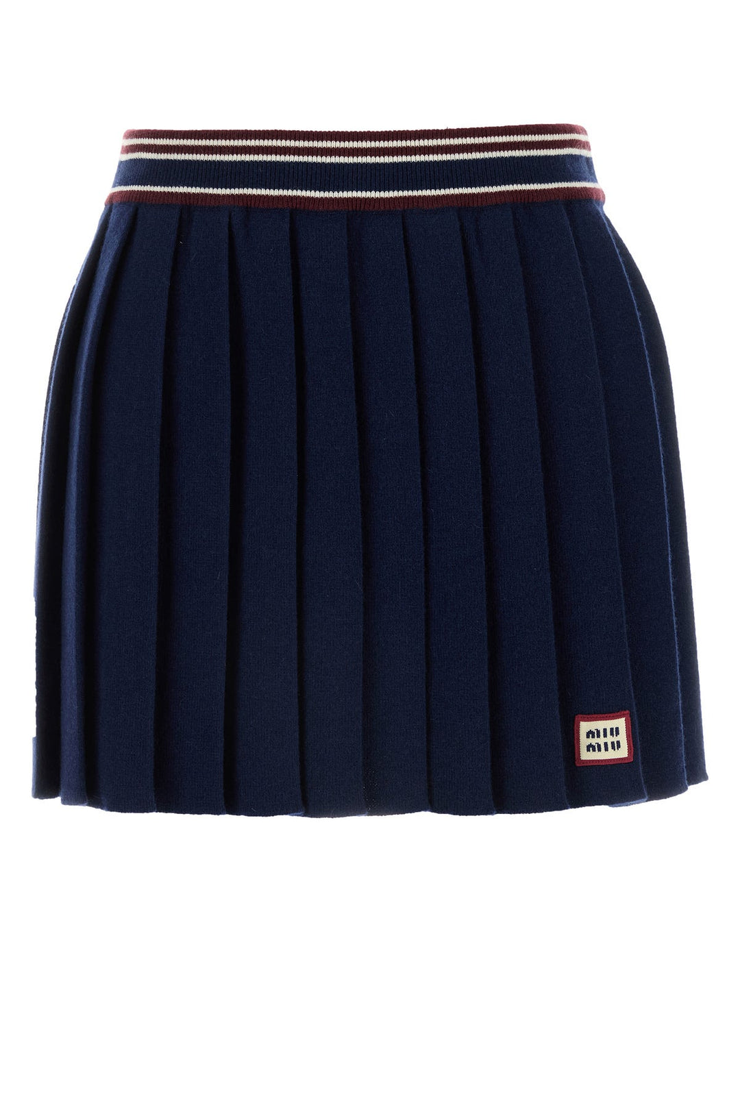 Navy blue wool blend mini skirt