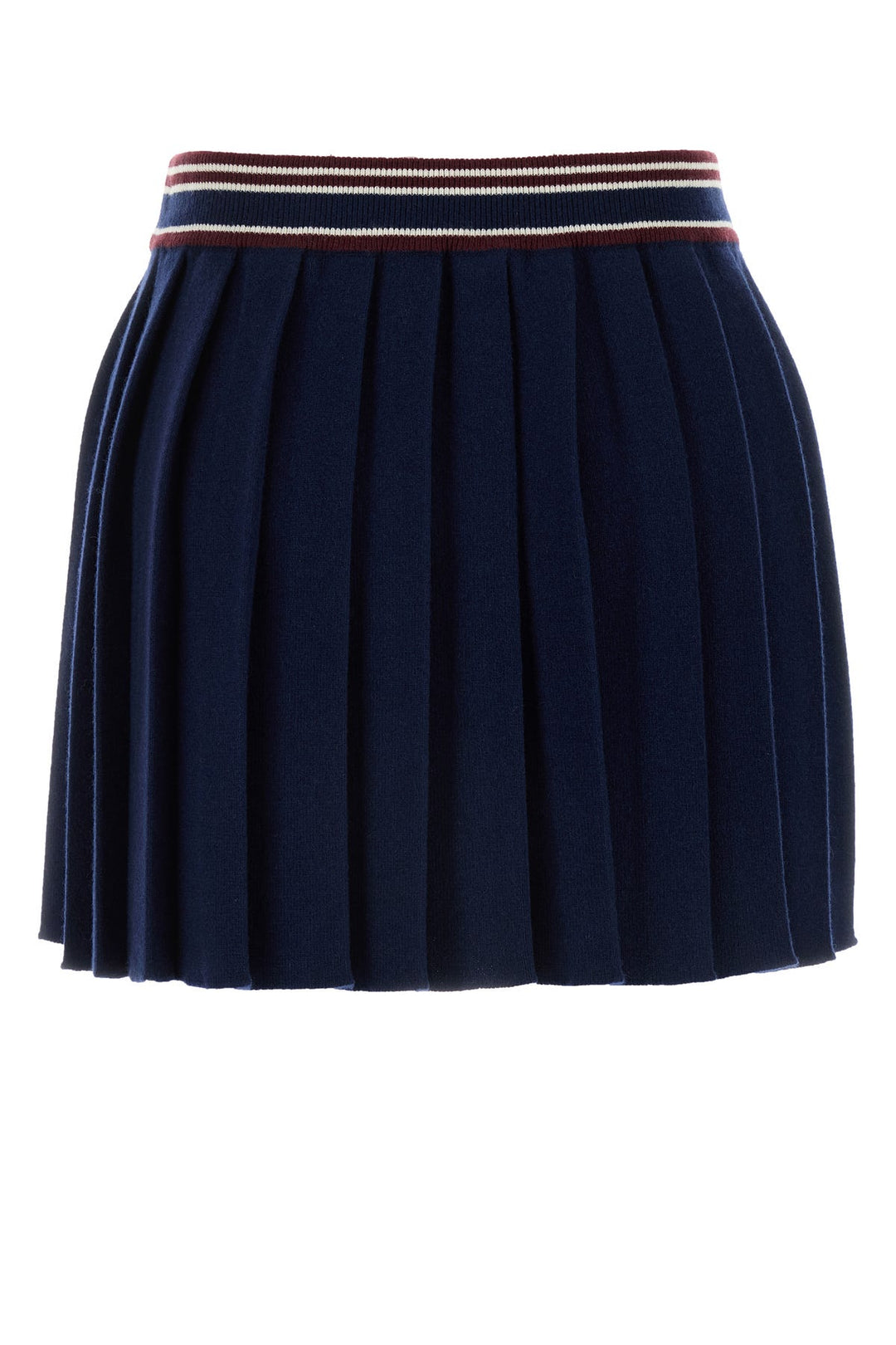 Navy blue wool blend mini skirt