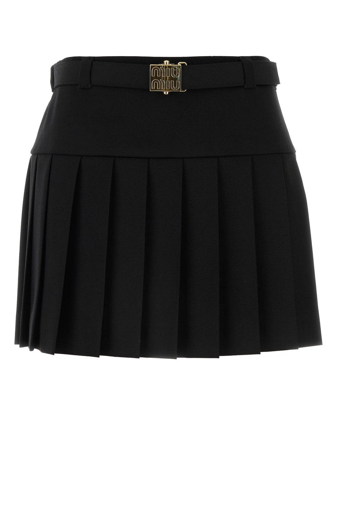 Black stretch wool mini skirt