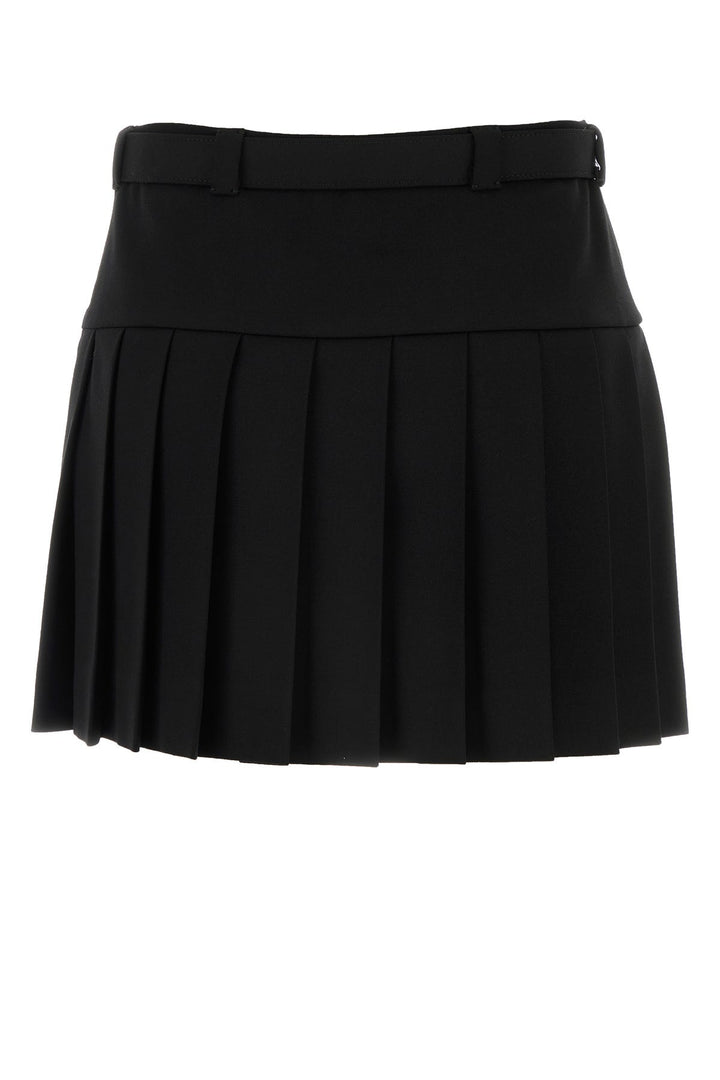 Black stretch wool mini skirt