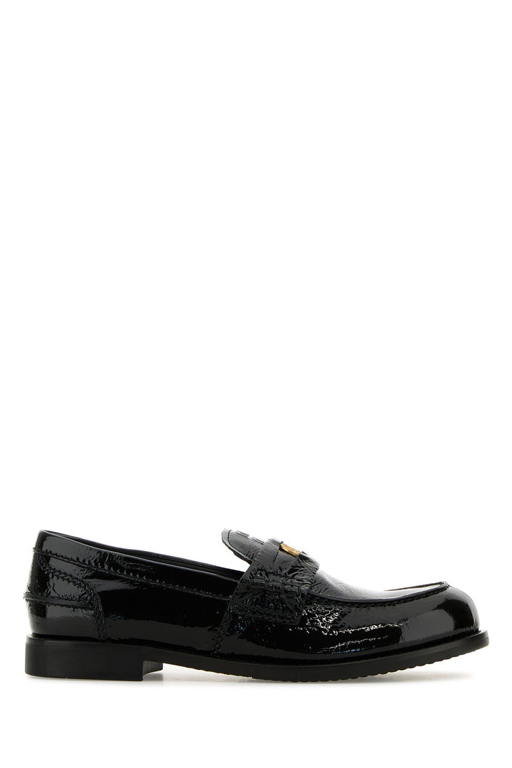 Black leather loafers