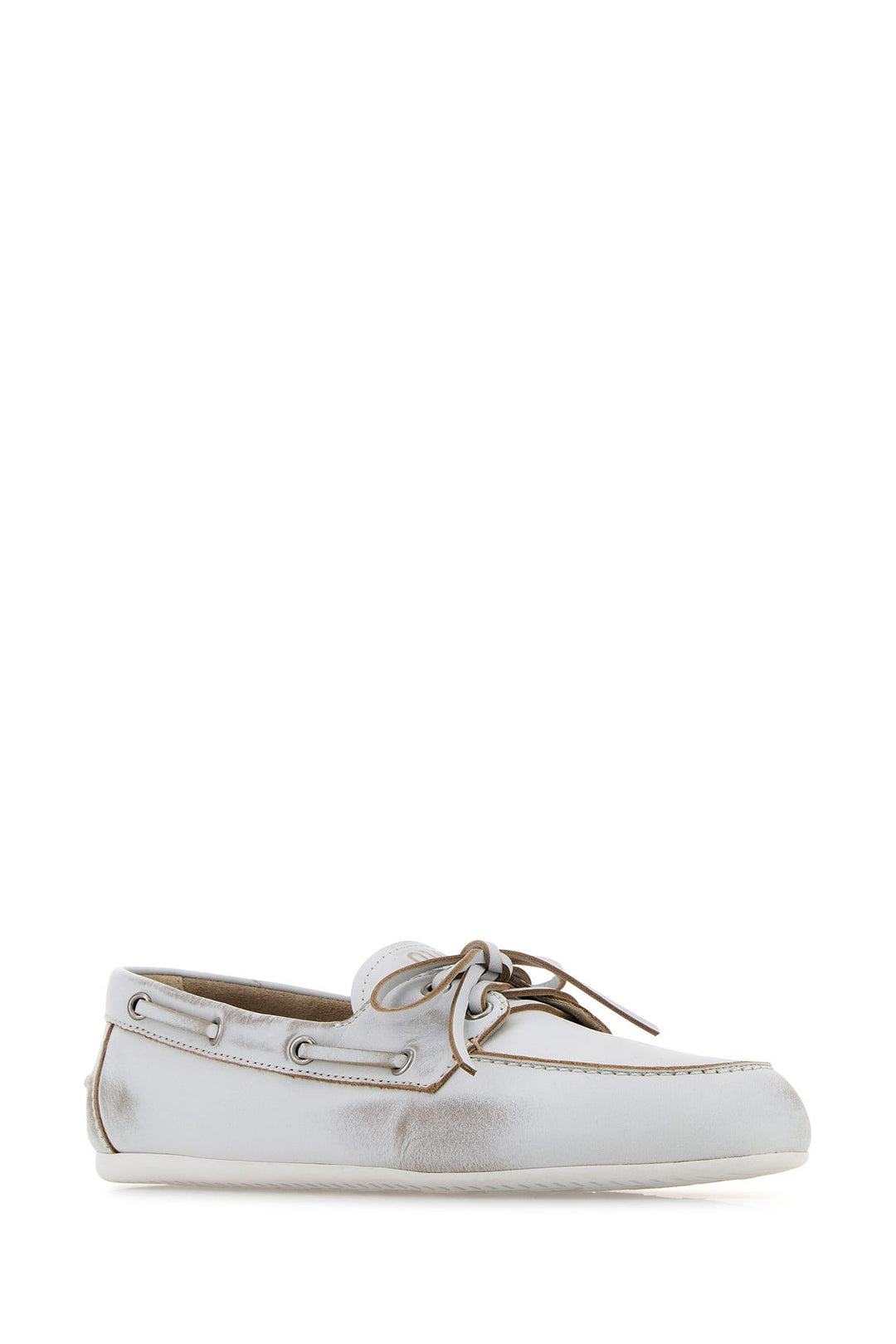 White leather loafers