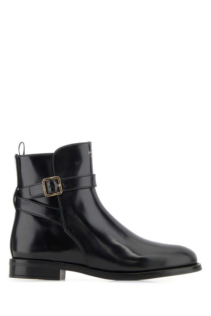 Black leather ankle boots