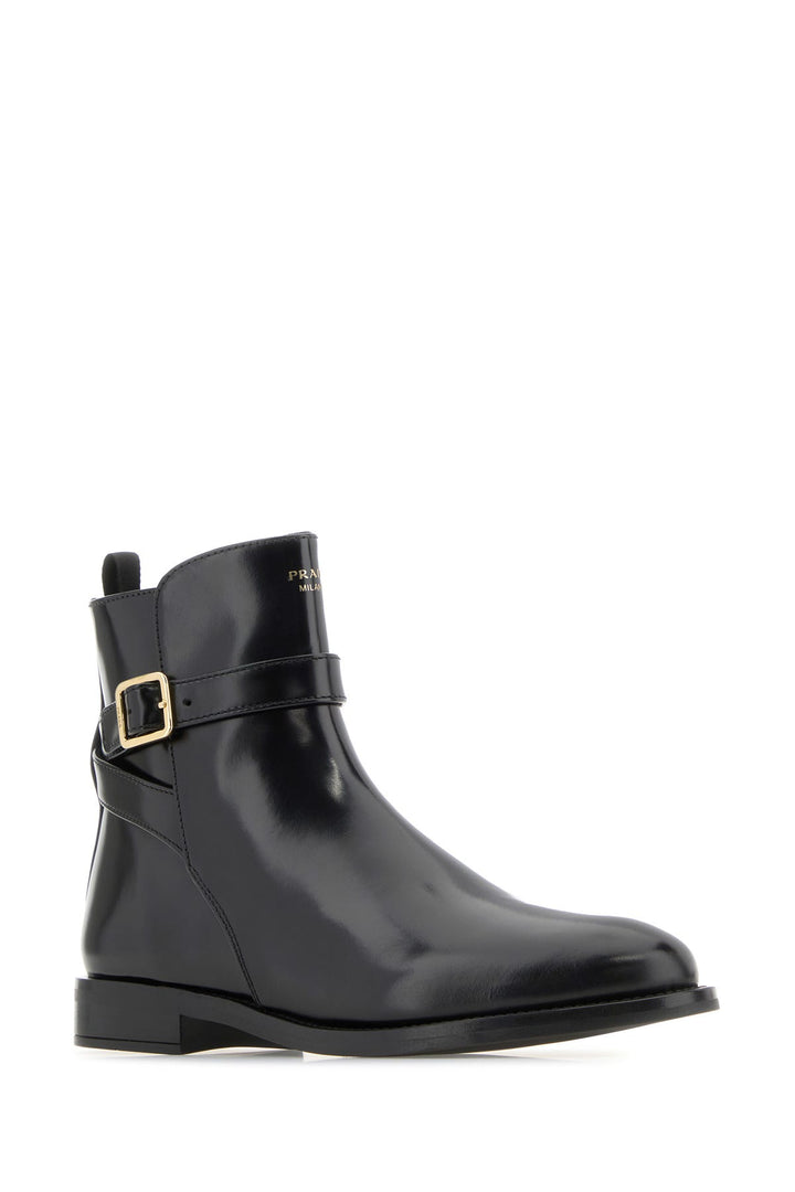 Black leather ankle boots