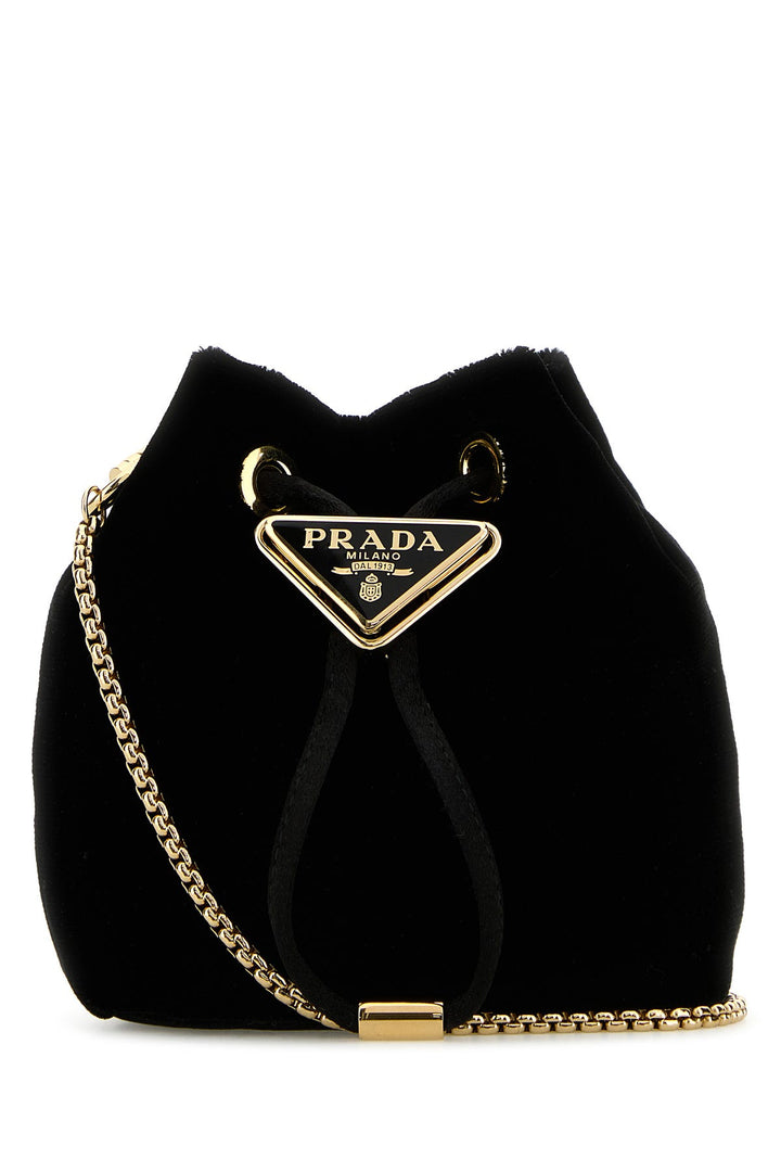 Black velvet bucket bag