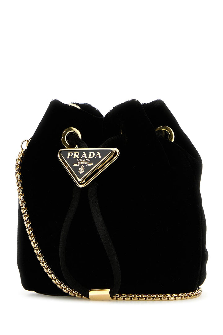 Black velvet bucket bag