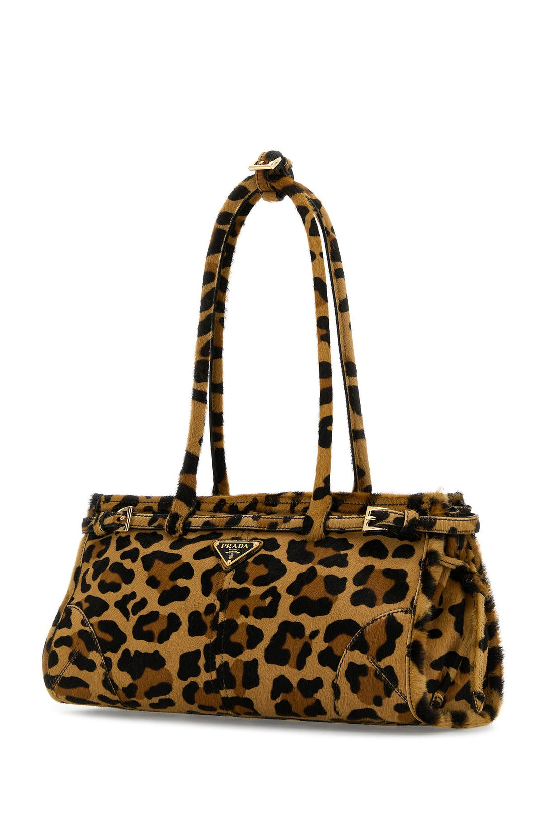 Printed calf hair shoulder bag