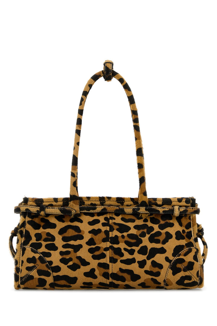 Printed calf hair shoulder bag