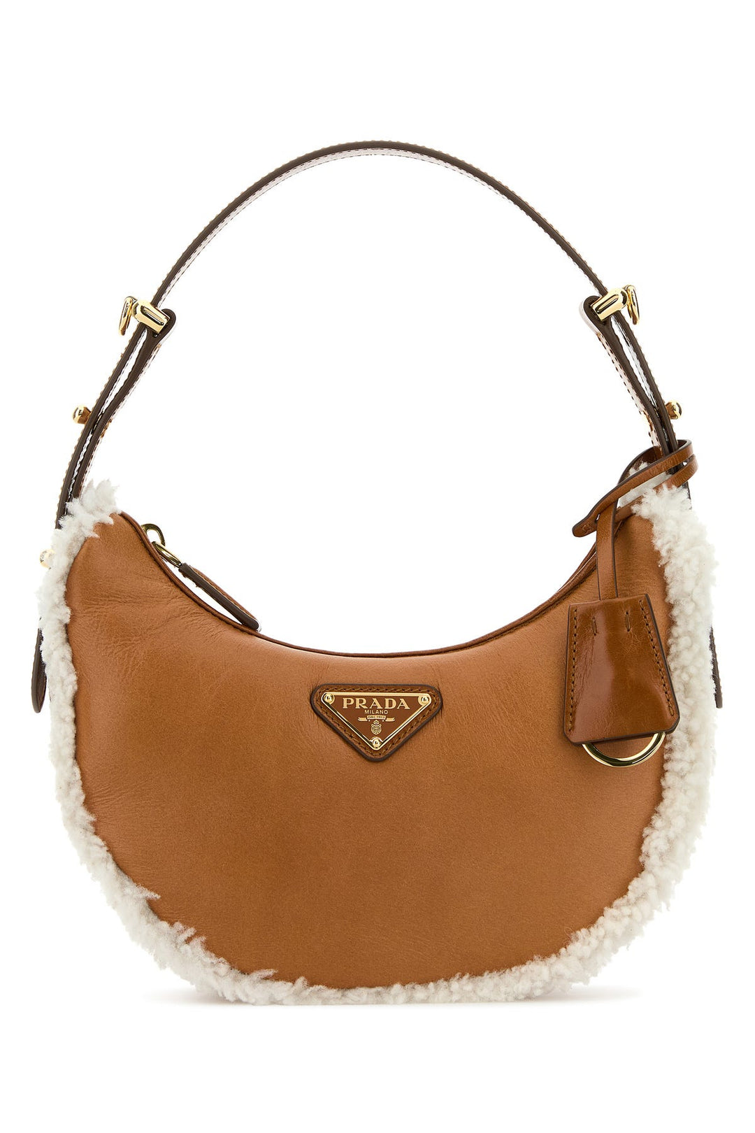 Two-tone leather and shearling ArquÃ¨ handbag