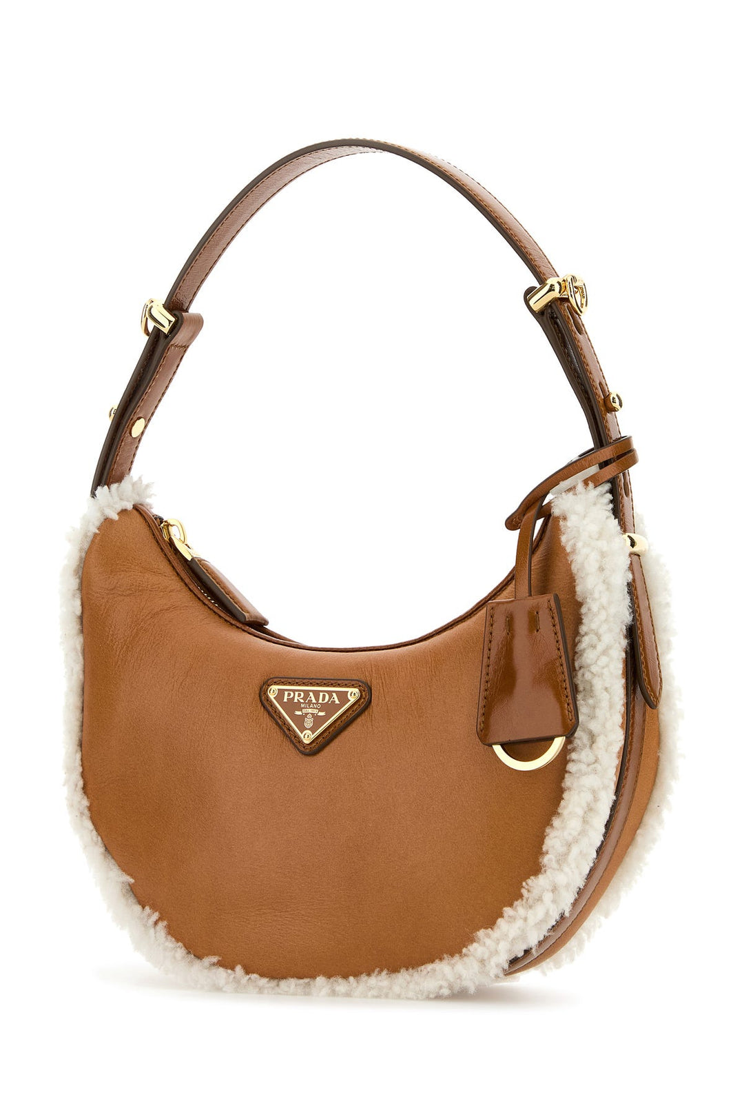 Two-tone leather and shearling ArquÃ¨ handbag