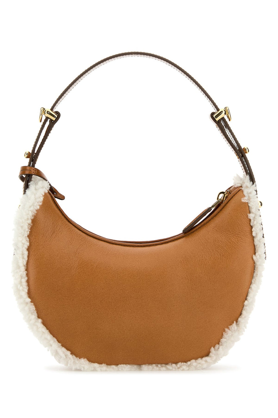 Two-tone leather and shearling ArquÃ¨ handbag