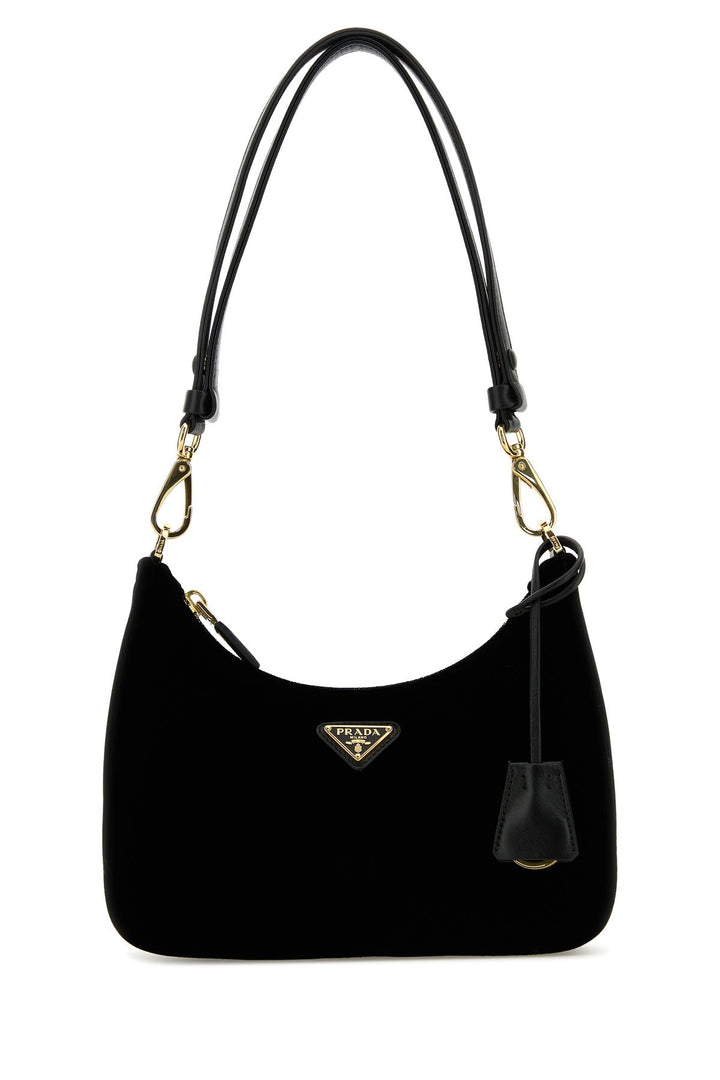 Black velvet mini Prada Re-Edition shoulder bag