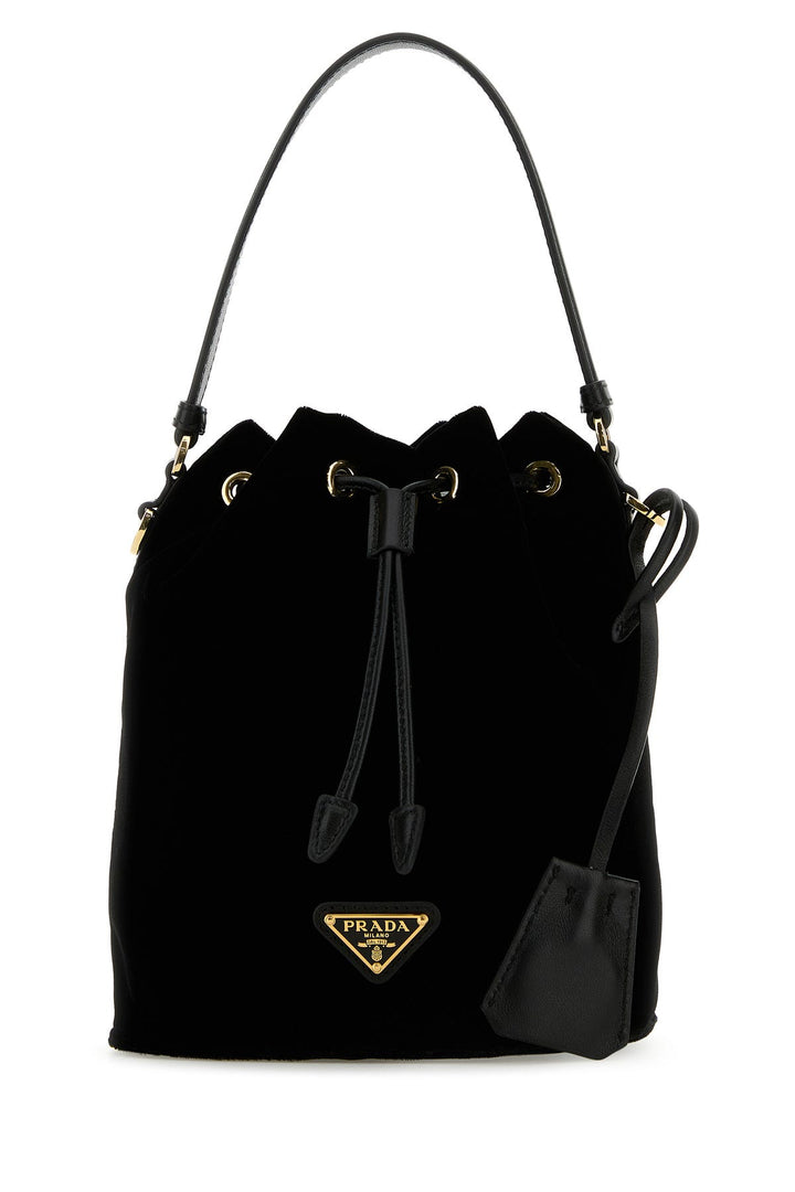 Black velvet bucket bag