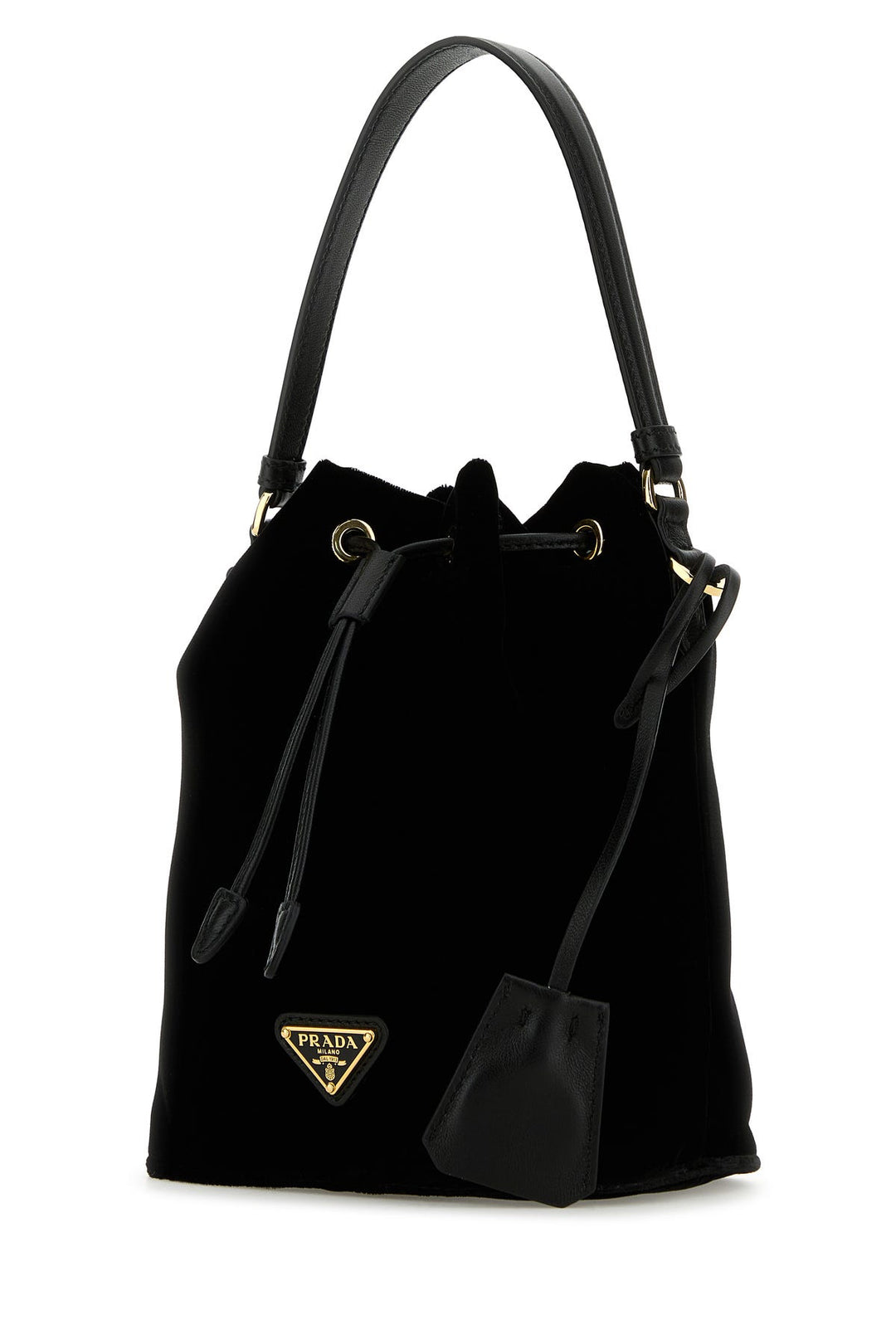 Black velvet bucket bag