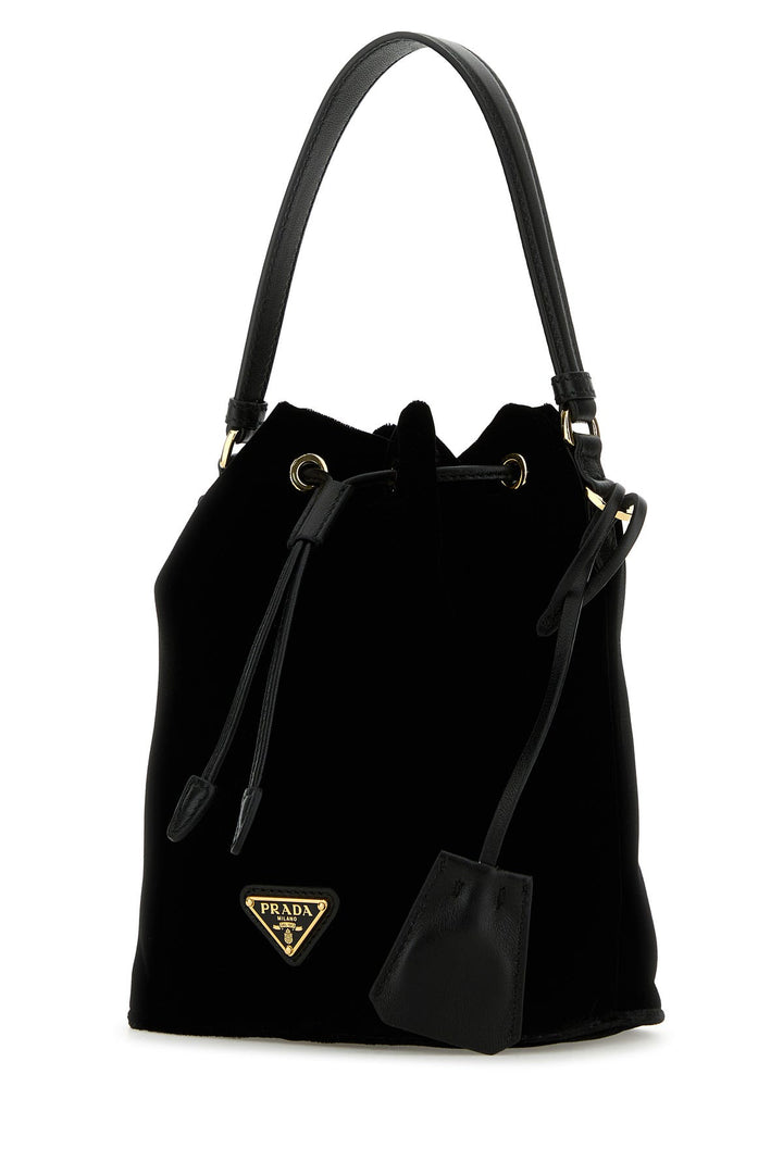 Black velvet bucket bag