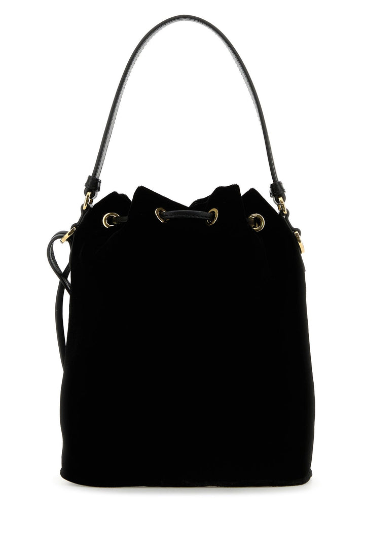 Black velvet bucket bag