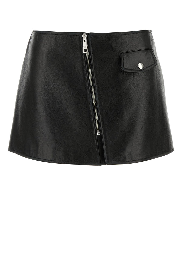 Black leather mini skirt