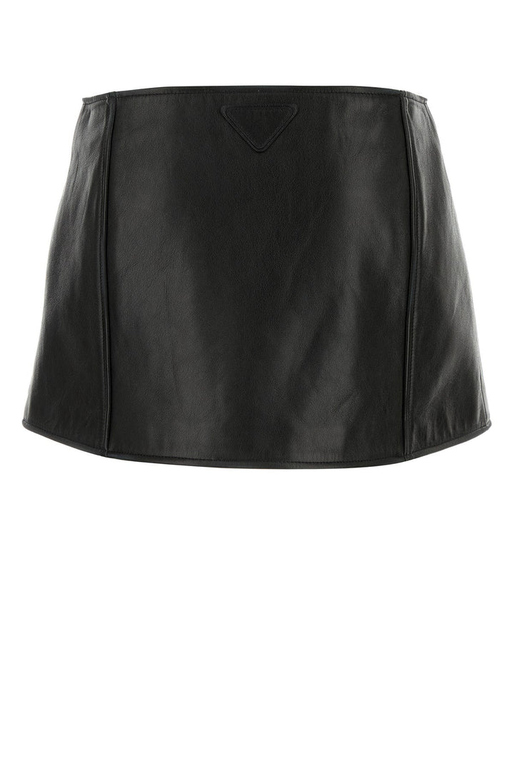 Black leather mini skirt