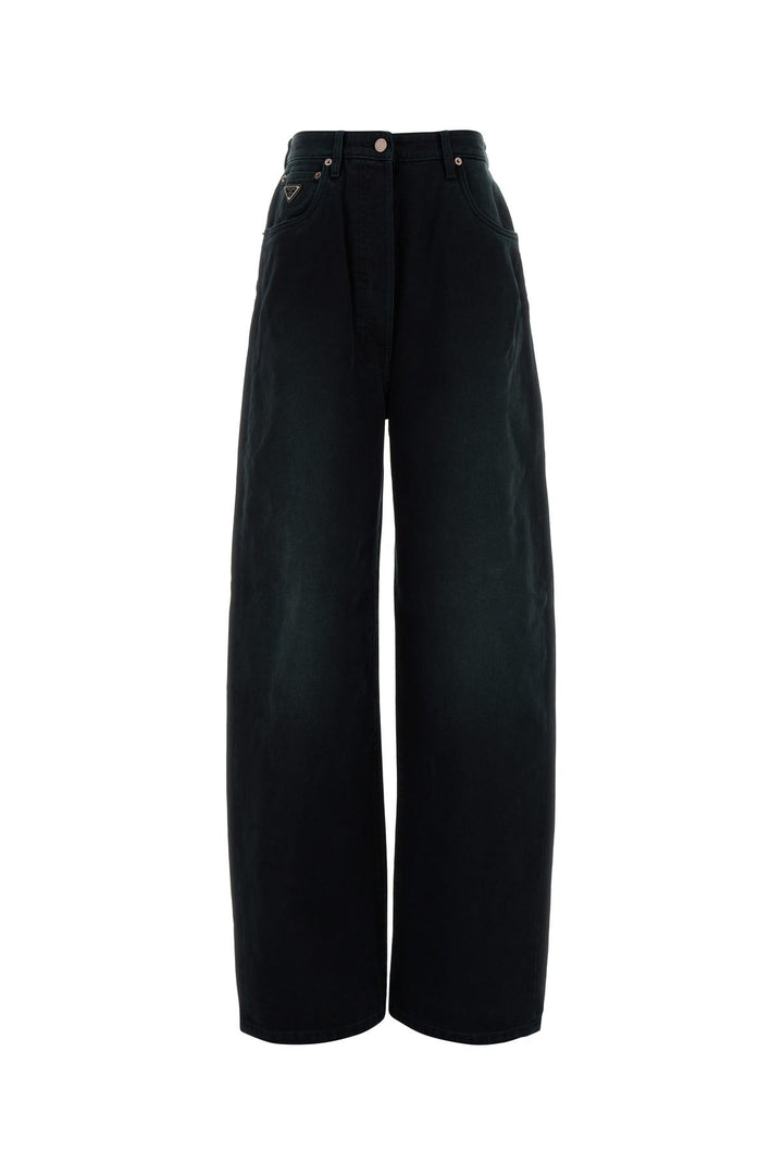 Black denim wide-leg jeans