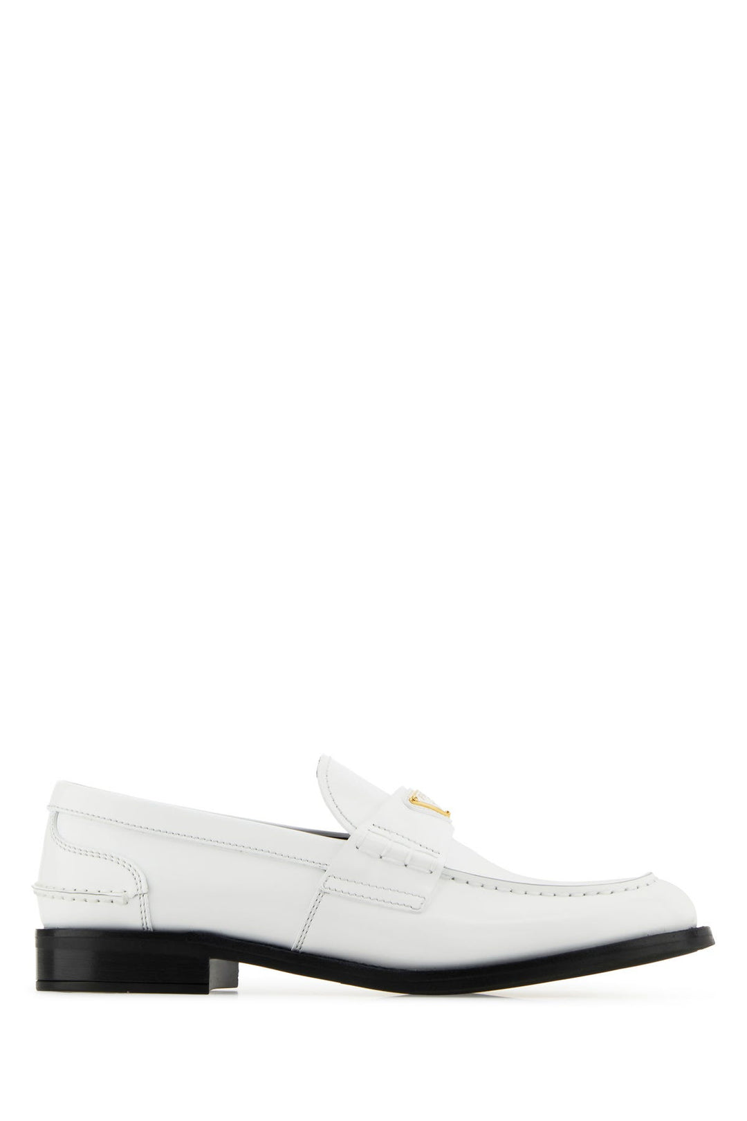 White leather loafers