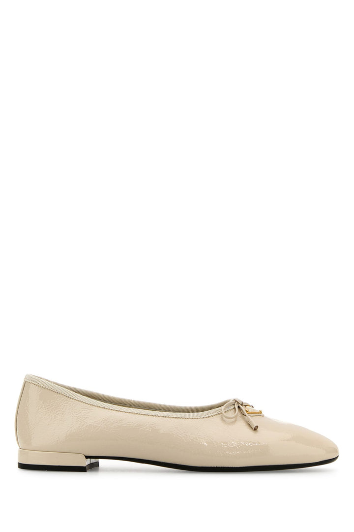 Ivory leather ballerinas