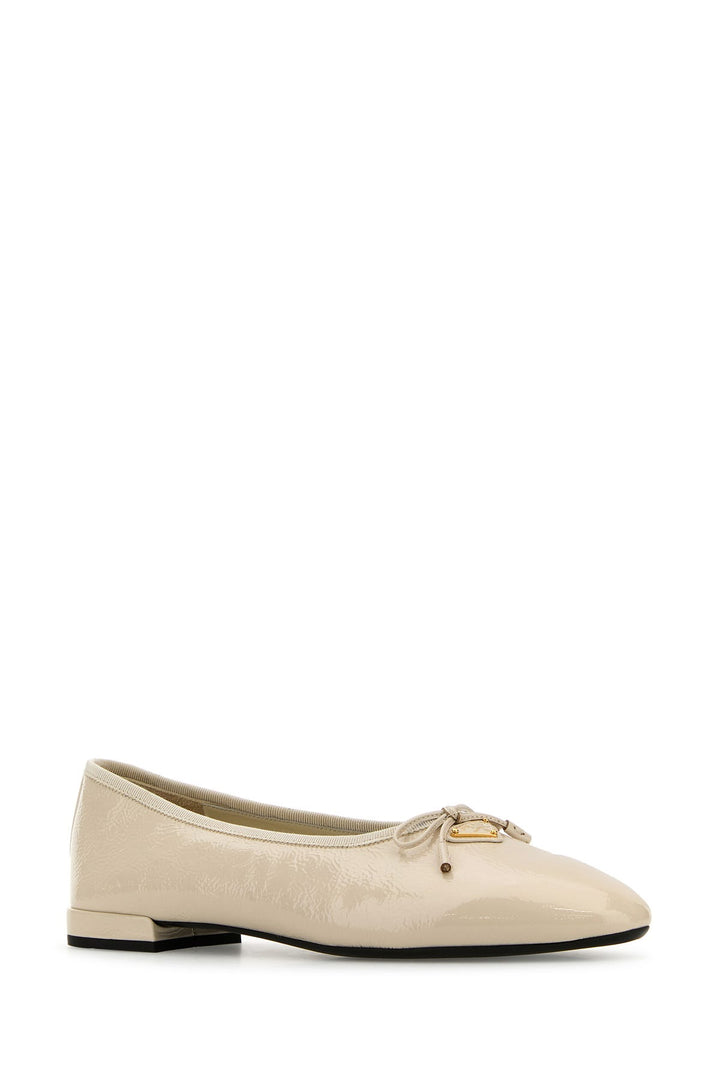 Ivory leather ballerinas