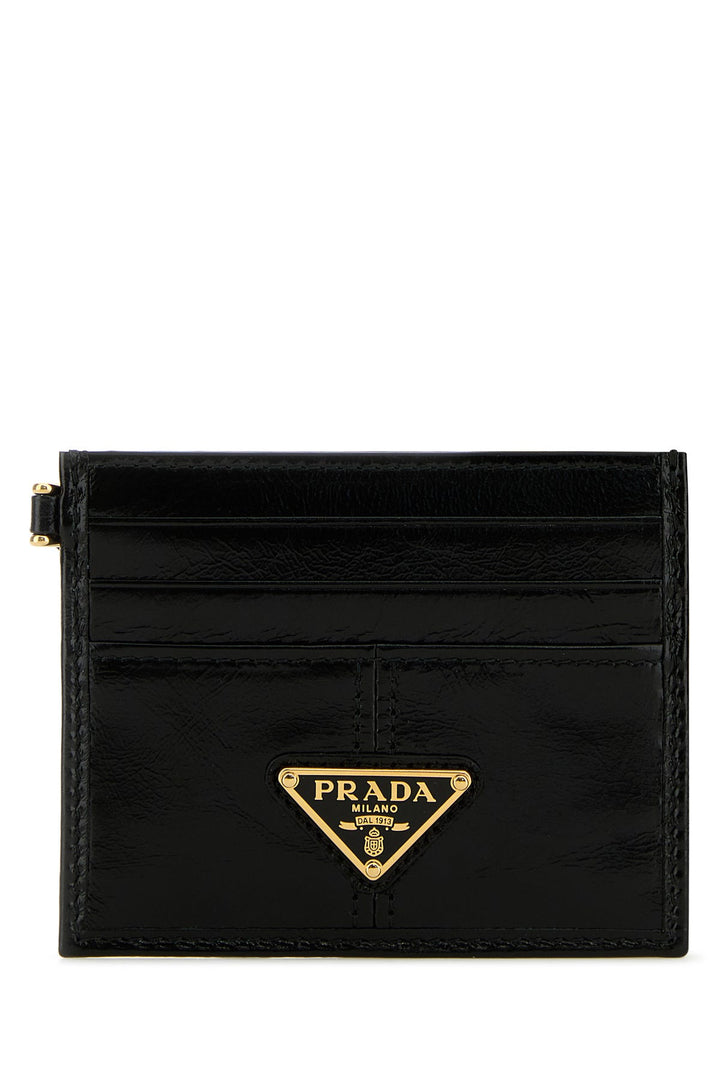 Black leather card holder