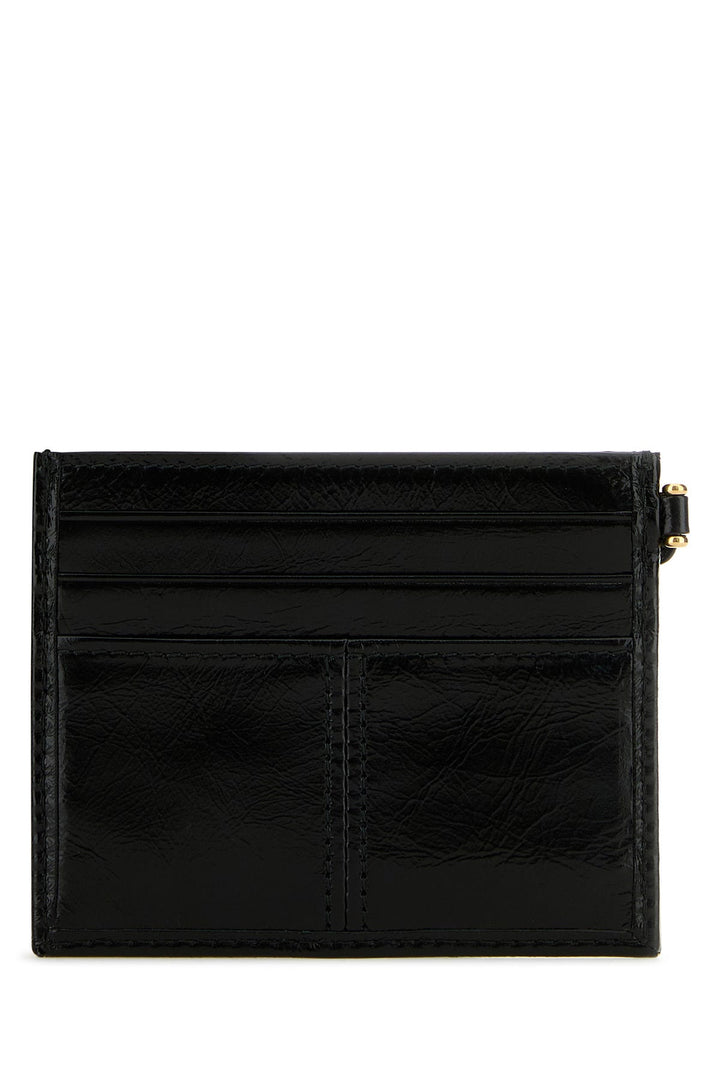 Black leather card holder