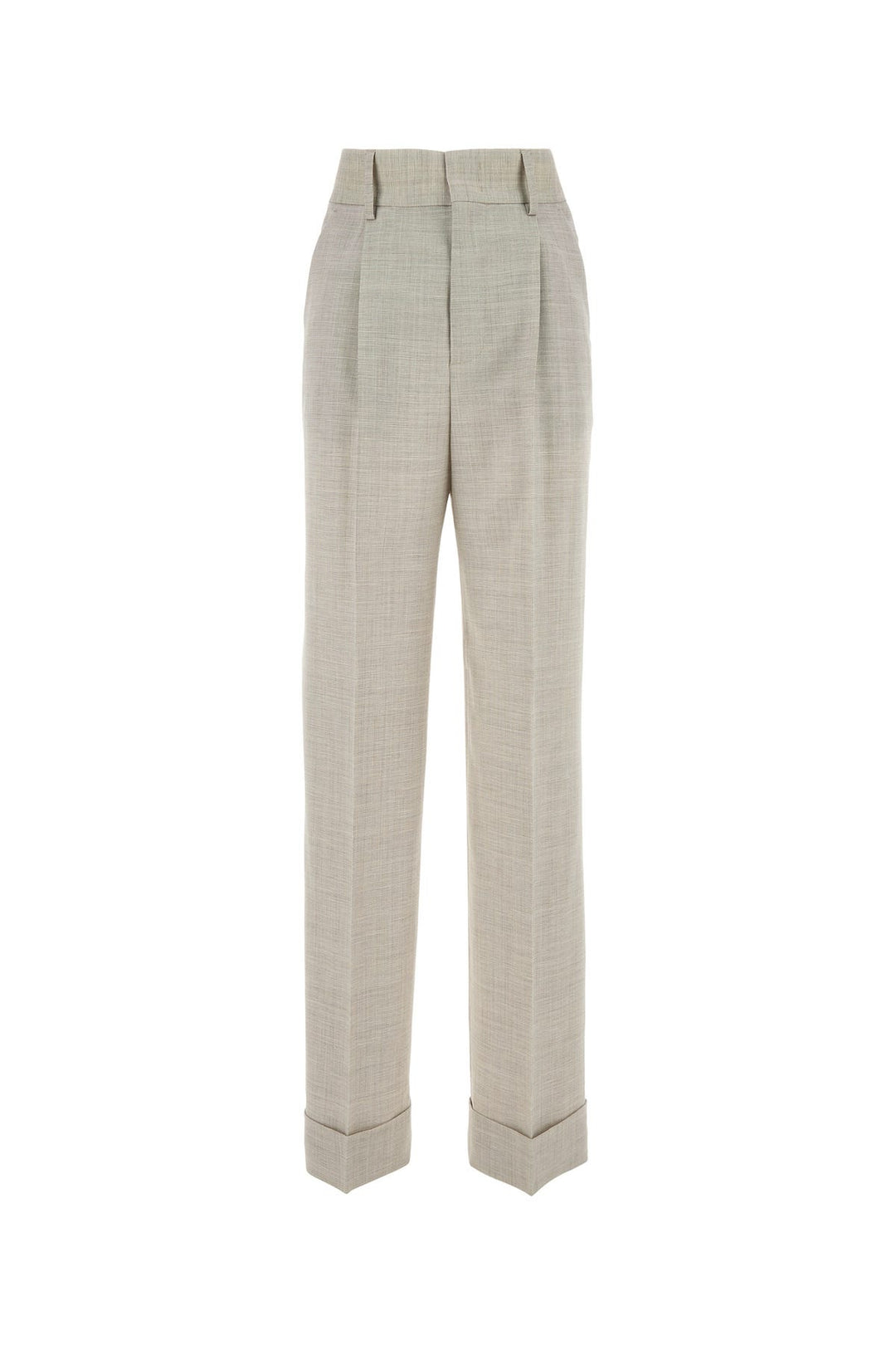 Melange sand stretch wool blend pant