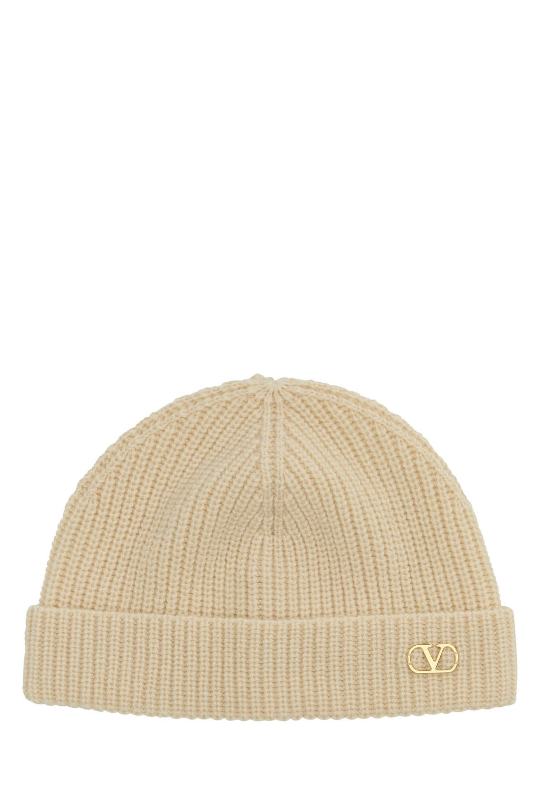 Sand cashmere beanie hat