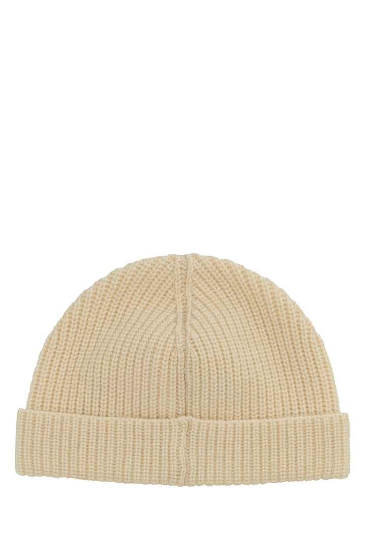 Sand cashmere beanie hat