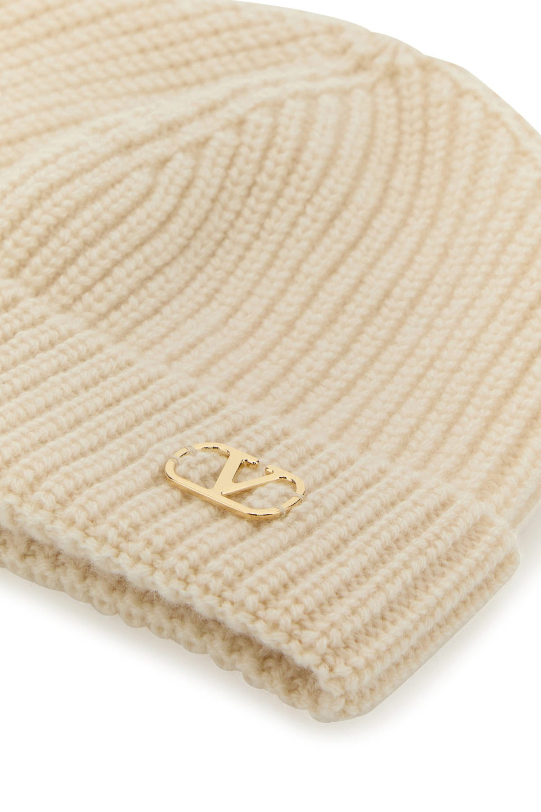 Sand cashmere beanie hat