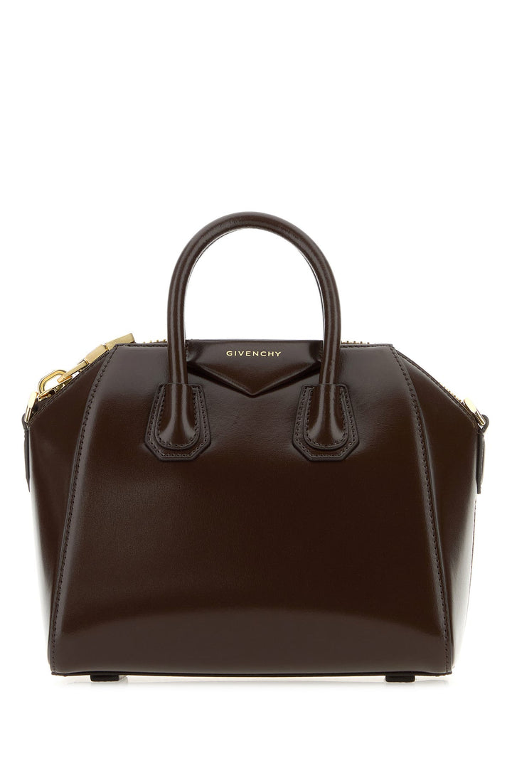 Chocolate leather mini Antigona handbag