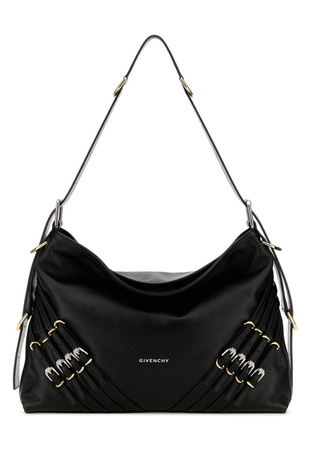 Black leather medium Voyou shoulder bag