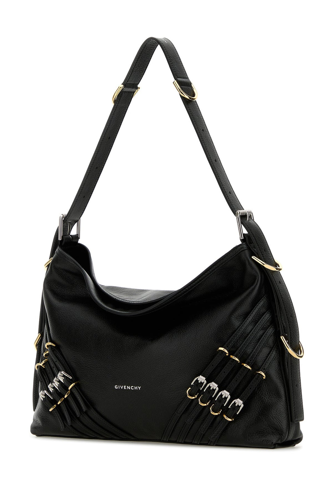 Black leather medium Voyou shoulder bag