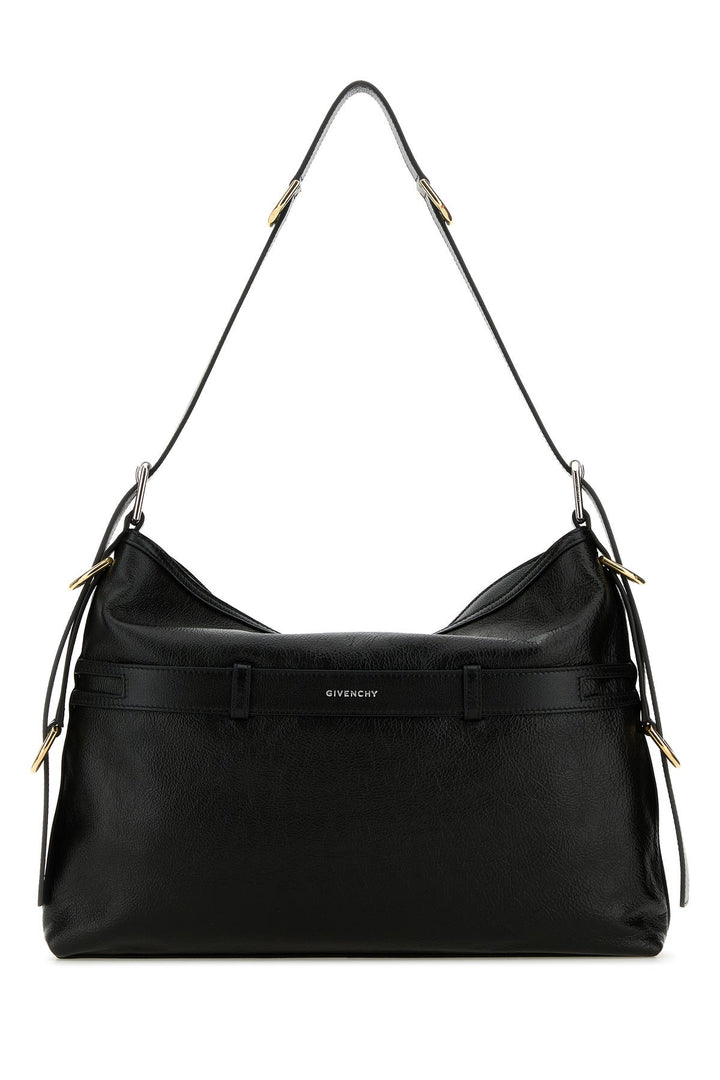 Black leather medium Voyou shoulder bag