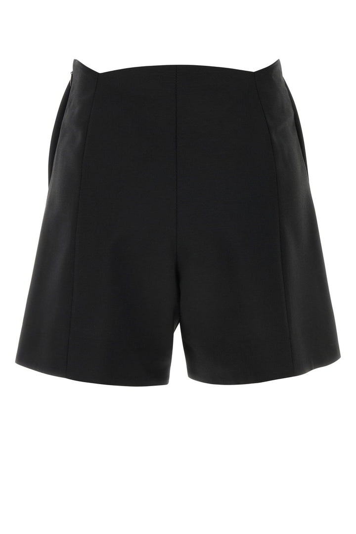 Black wool blend shorts