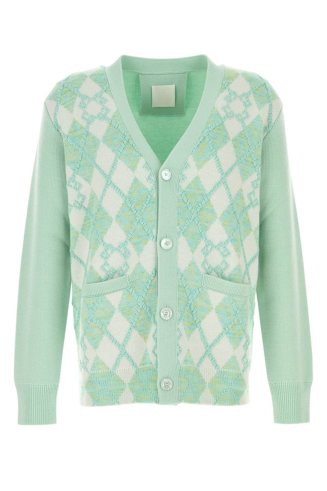 Pastel green wool blend cardigan